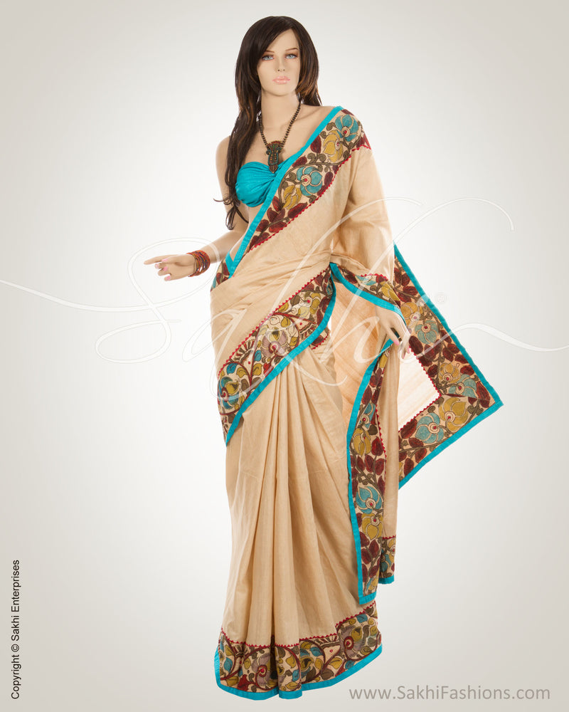 MSM-11280 - Beige & Multi Tussar Silk Saree