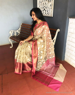 EE-S26028 Cream Kora Banarsi