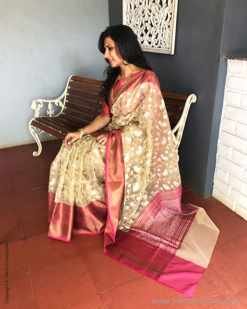 EE-S26028 Cream Kora Banarsi
