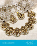AJDS-22939 - Gold  Mix Metal Necklace & Earring