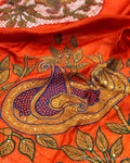 BL-F11102 Orange Tussar Cutwork