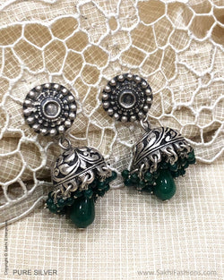 ASDS-24164 Silver Earring With Green Pearl