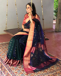 EE-S24417 Blue KoraChanderi