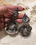 ASDS-24683 - Pure Silver With Pearl Kundan Jumka Earrings