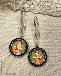 ASDS-24692 - Pure Silver With Hanuman Coin Hook Earring