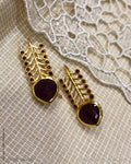 ASDS-24701 - Pure Silver With Gold Plated & Pink Stone Hook Earring