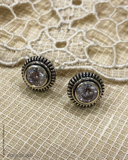 ASDS-24702 Silver White Stone Earring