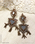 ASDS-24704 - Pure Silver With Gold Platted Mirror Work  Hook Earring