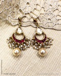 ASDS-24708 - Pure Silver With Gold Plated Pearl & Stone  Earring