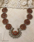 ASDS-24729 - Pure Silver With Gold Plated & Multi Color Stone Necklace