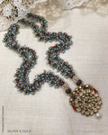 ADDS-24838 - Pure Gold & Silver With Multi Beeds & Stone Designed Pendant Mala