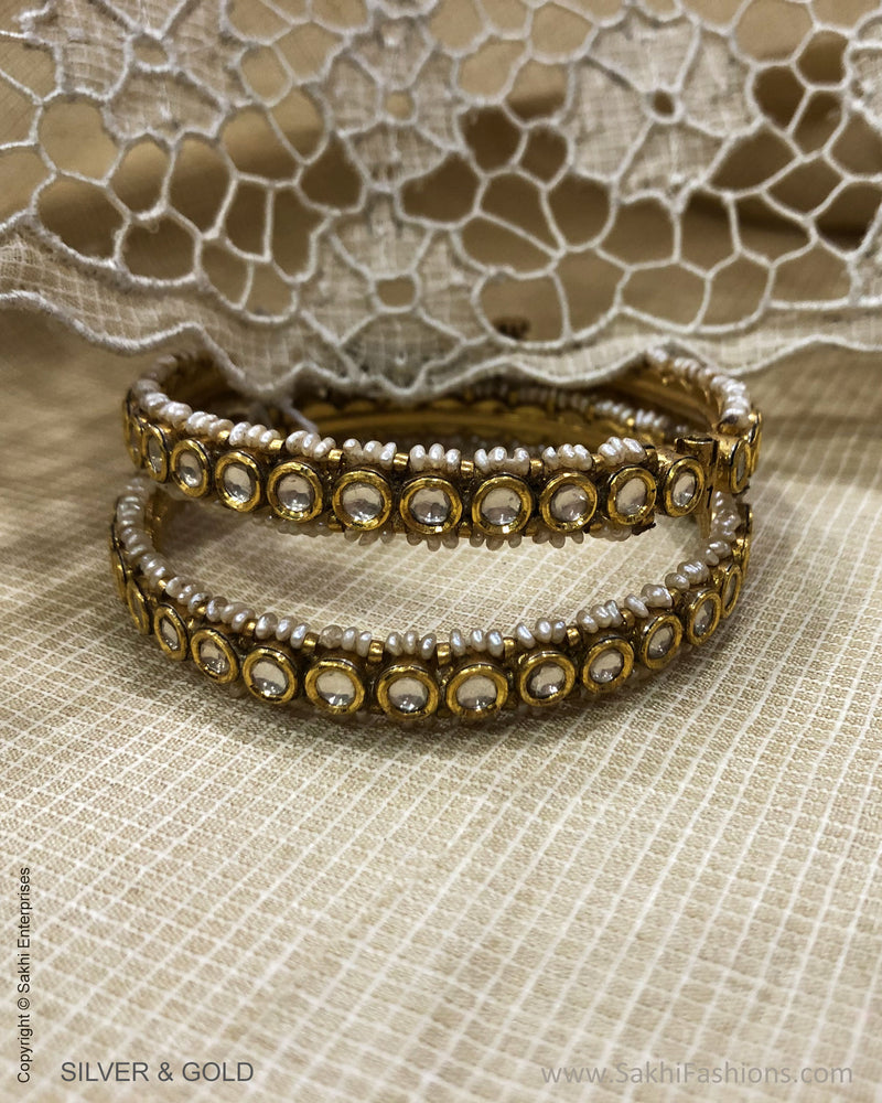 ADDS-24849 Pearl Gold Bangle