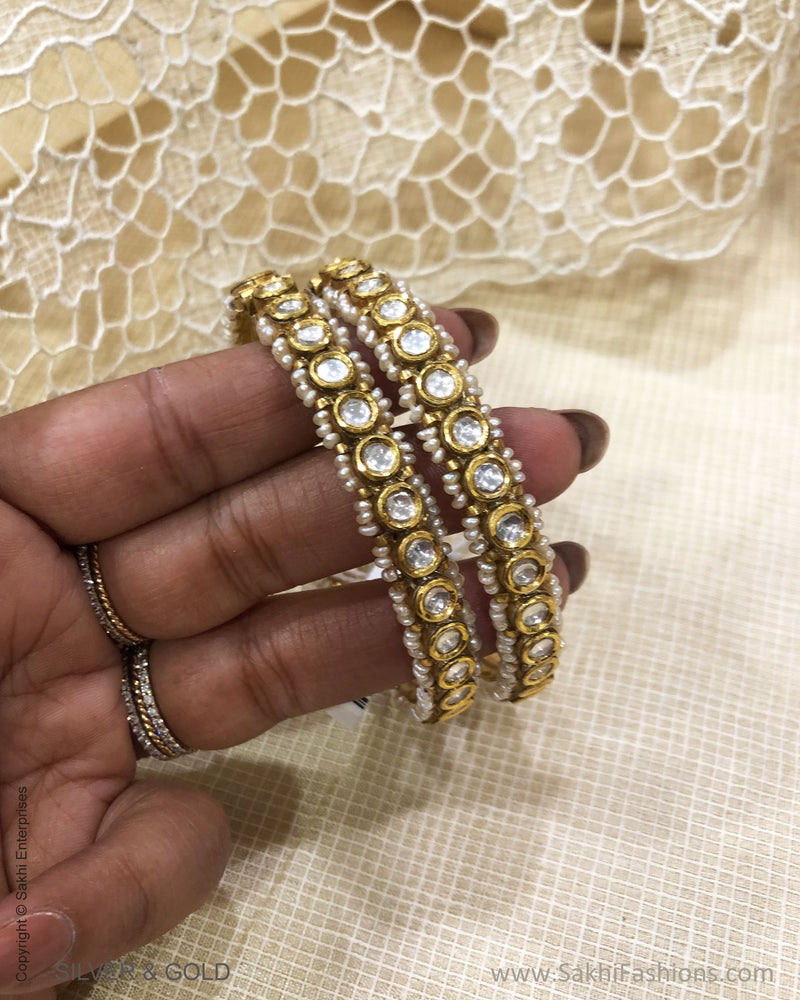 ADDS-24849 Pearl Gold Bangle