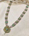 ADDS-24851 - Pure Gold & Silver With Blue Stone & Pearl Kundan Necklace