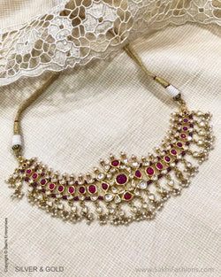 ADDS-24854 - Pure Gold & Silver Necklace