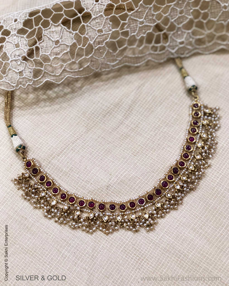 ADDS-24855 - Pure Gold & Silver Necklace
