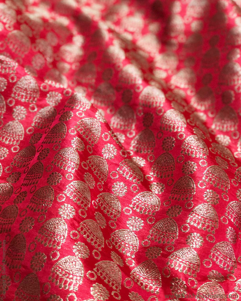 BL-S16818 - Red &  Pure Banarsi Silk Fabric