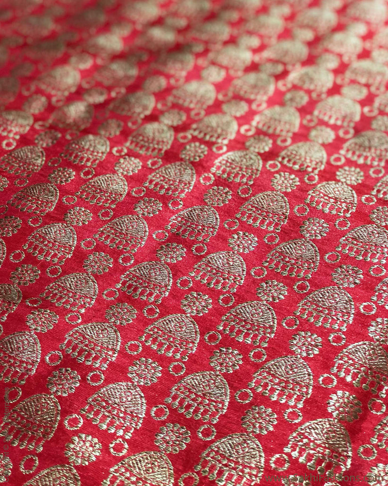BL-S16818 - Red &  Pure Banarsi Silk Fabric