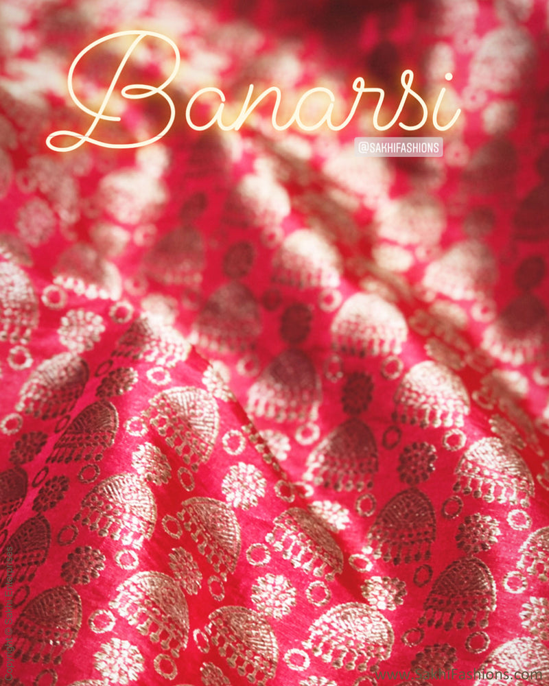 BL-S16818 - Red &  Pure Banarsi Silk Fabric