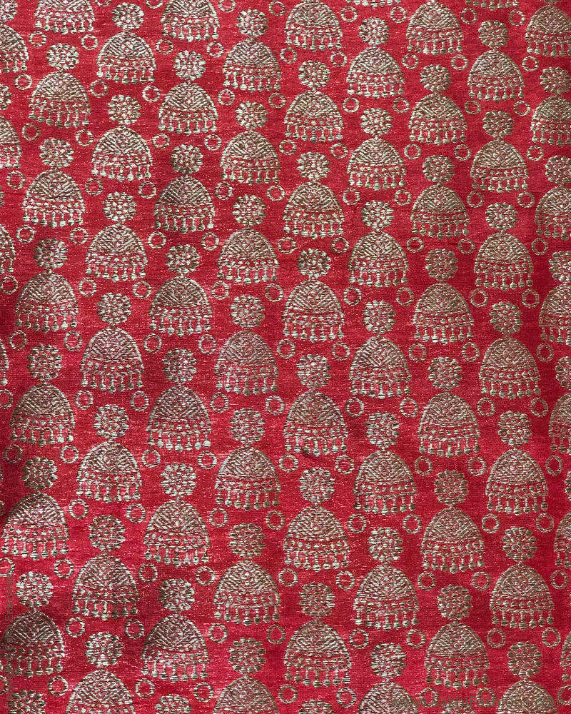 BL-S16818 - Red &  Pure Banarsi Silk Fabric