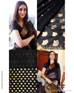 DP-S25692 Black Pure Chanderi Silk Saree