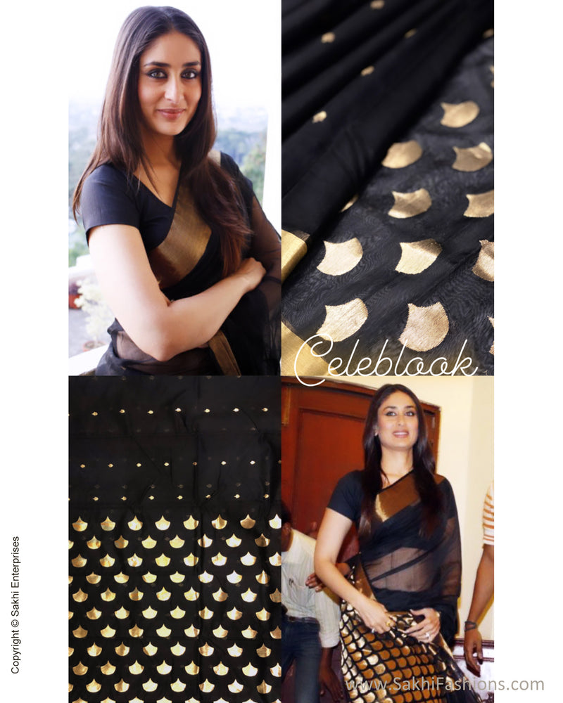 DP-S25692 Black Pure Chanderi Silk Saree