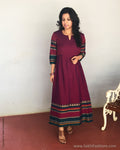EE-R4618 - Purple & Multi Pure Cotton Dress