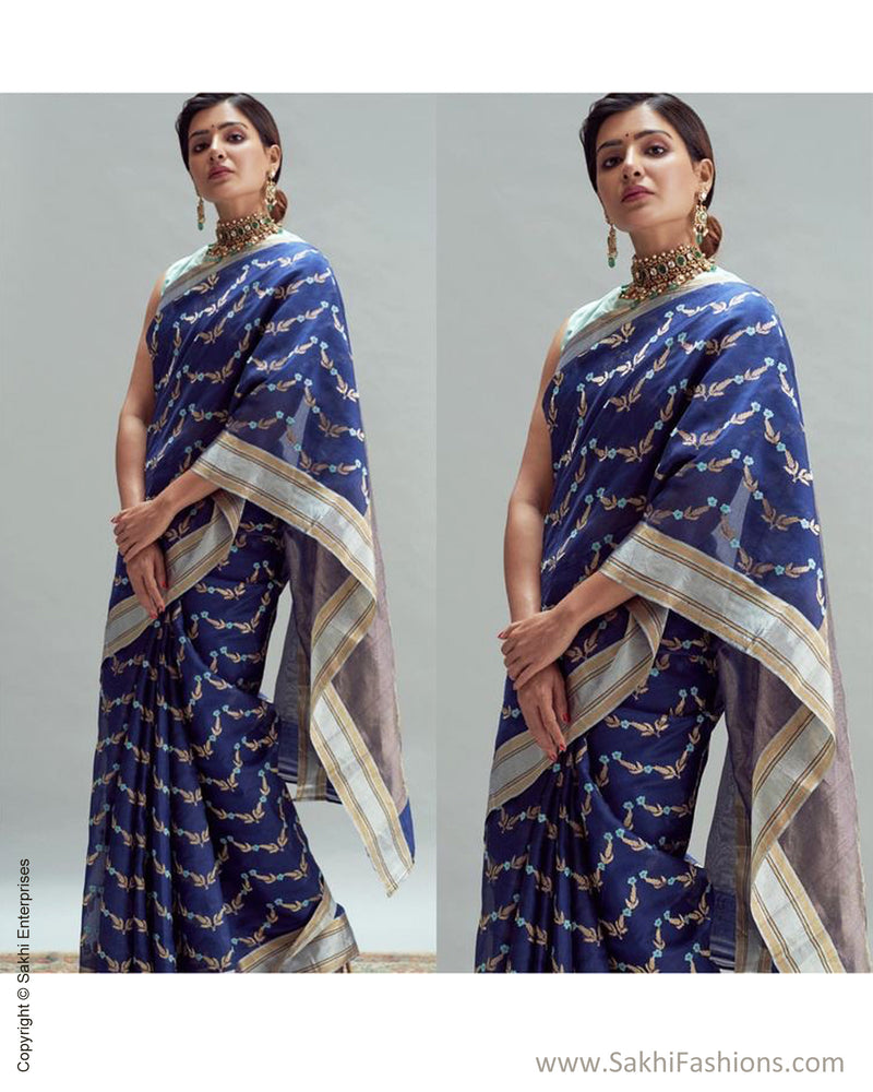 EE-S268412 Blue Resham Chanderi