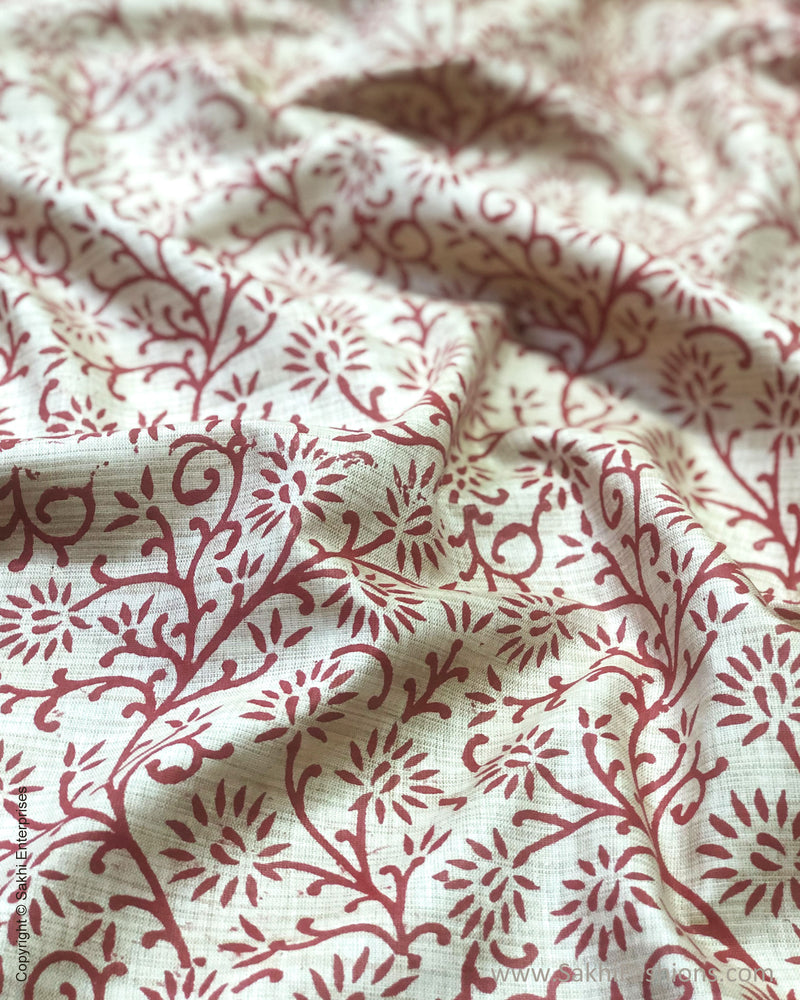 BL-F27229 Beige Red Blouse Fabric