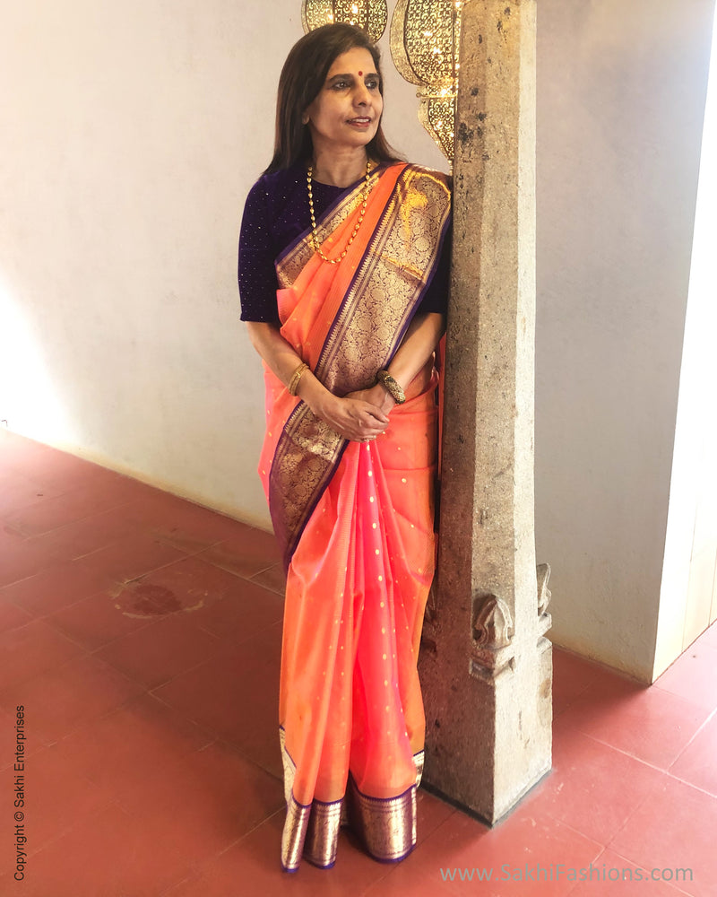 EE-S27295 Peach Katan Chanderi