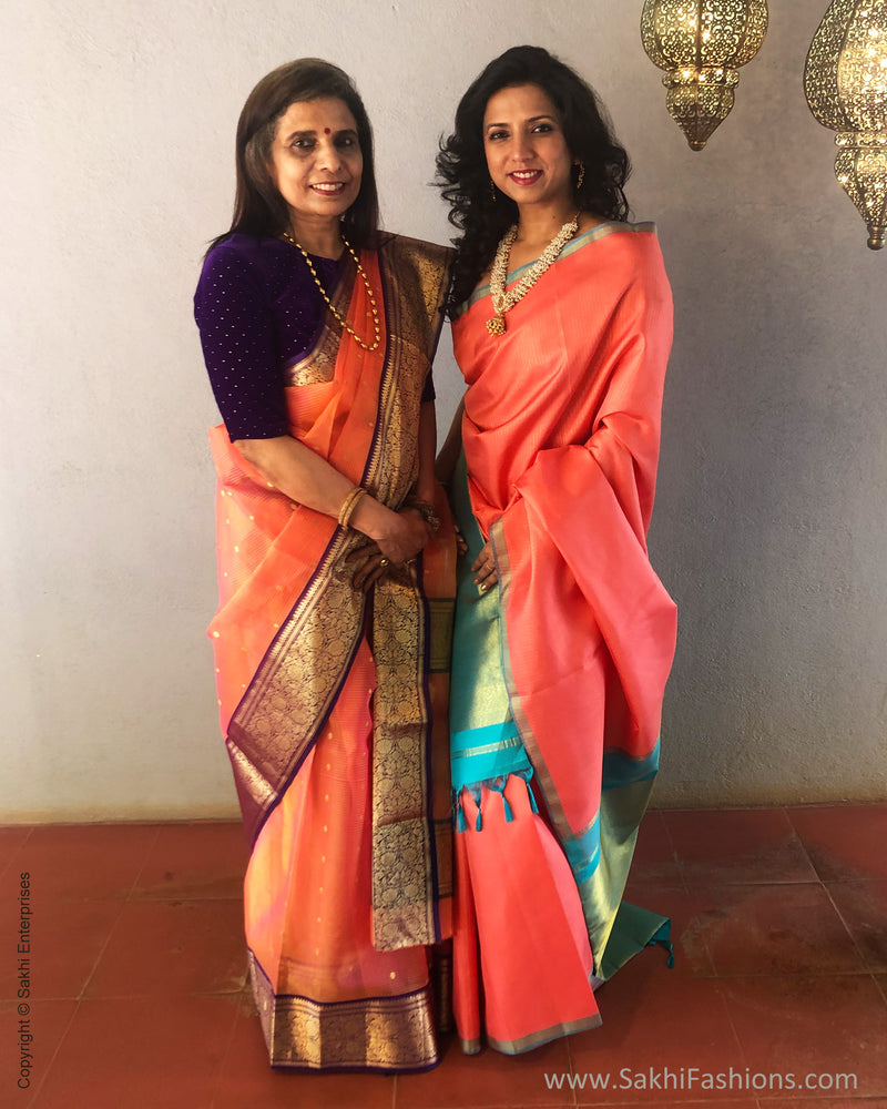 EE-S27295 Peach Katan Chanderi