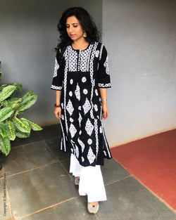 EE-S27782 Black Chikan Kurtha