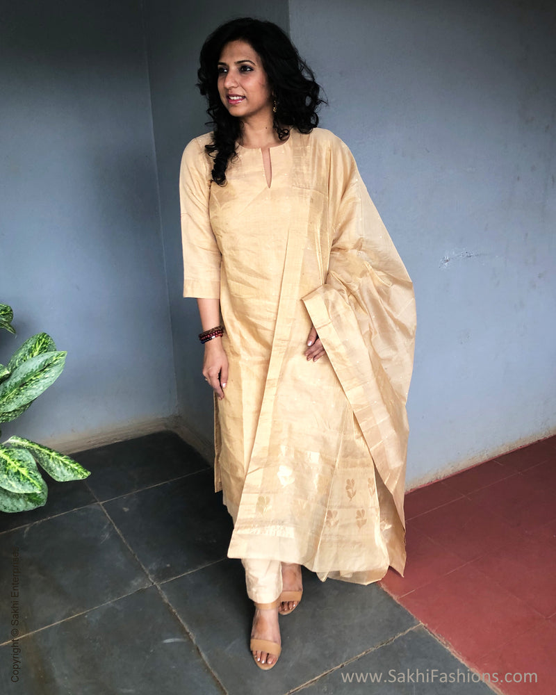 EE-S26797 Chanderi Tissue gold Set