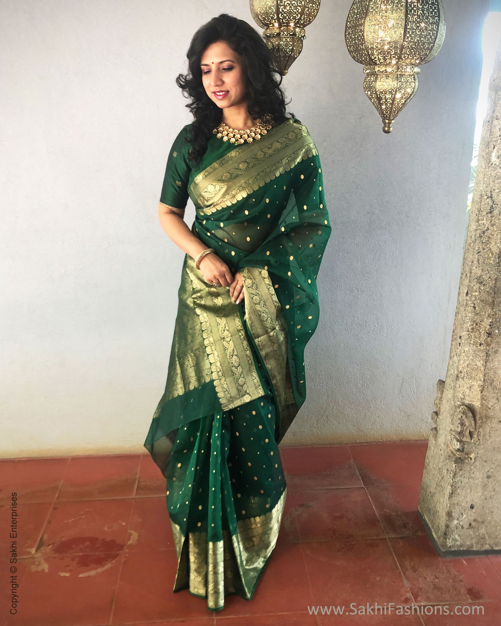 EE-S26840 Green Katan Chanderi – sakhifashions - Main Image