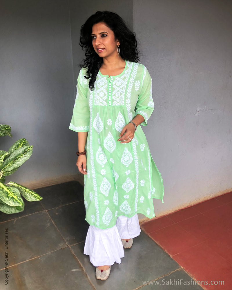 EE-S27780 Green Chikan Kurtha