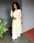 EE-S27781 Yellow Chikan Kurtha