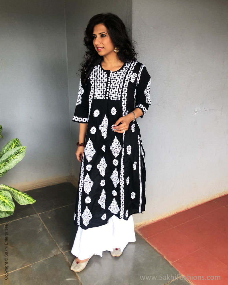 EE-S27782 Black Chikan Kurtha