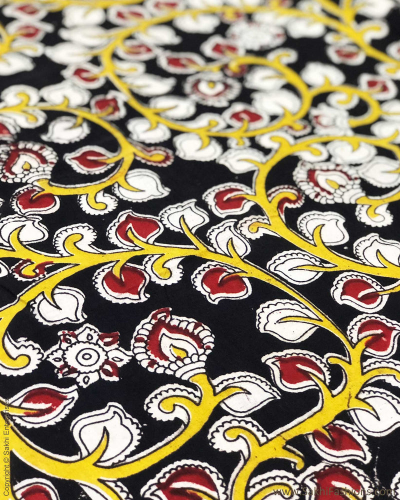 BL-F28725 Black Cotton Kalamkari