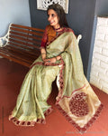 EE-S25207 Tussar Cutwork sari