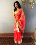 EE-S28372 Peach Katan Chanderi