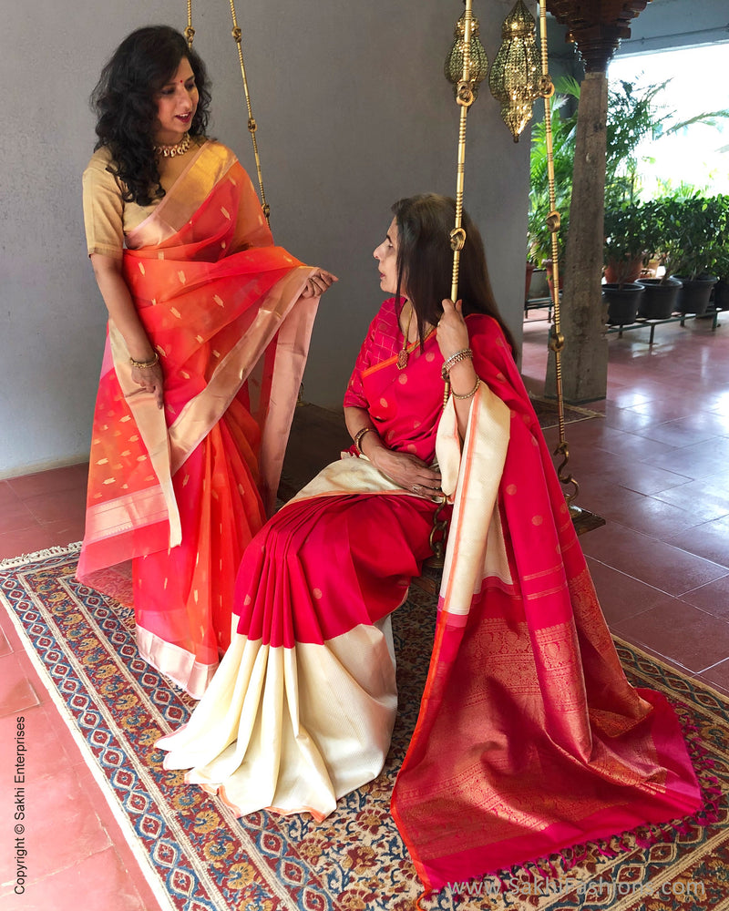 EE-S28372 Peach Katan Chanderi