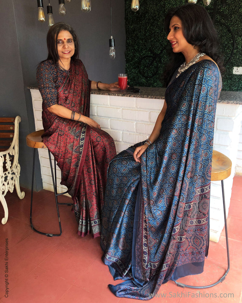 EE-S28527 Maroon Ajrakh Sari