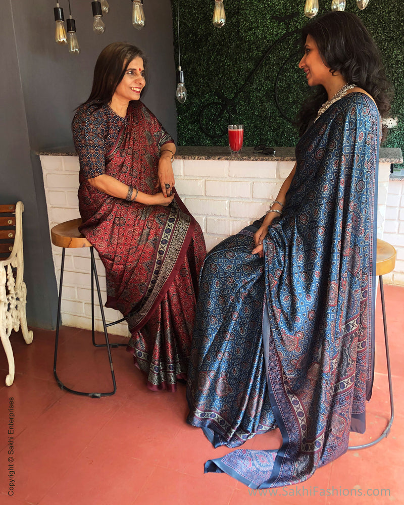 EE-S28527 Maroon Ajrakh Sari