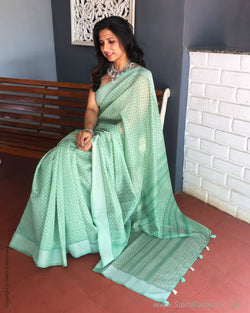 EE-S28535 Chevron Green sari