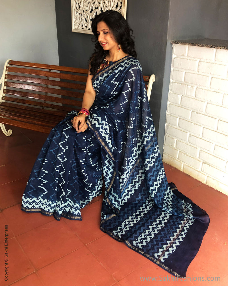 EE-S28809 Indigo Blue Chanderi