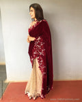 EE-S29421 Plum Cutwork Sari