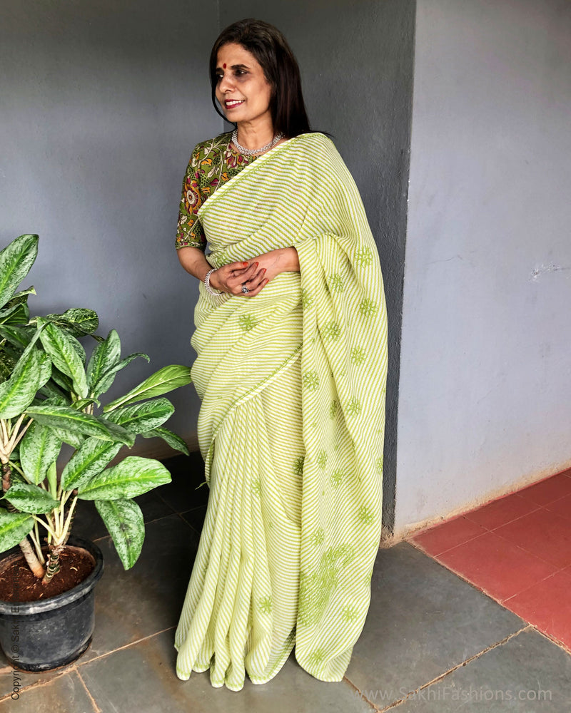 EE-S22804 Green Cotton saree