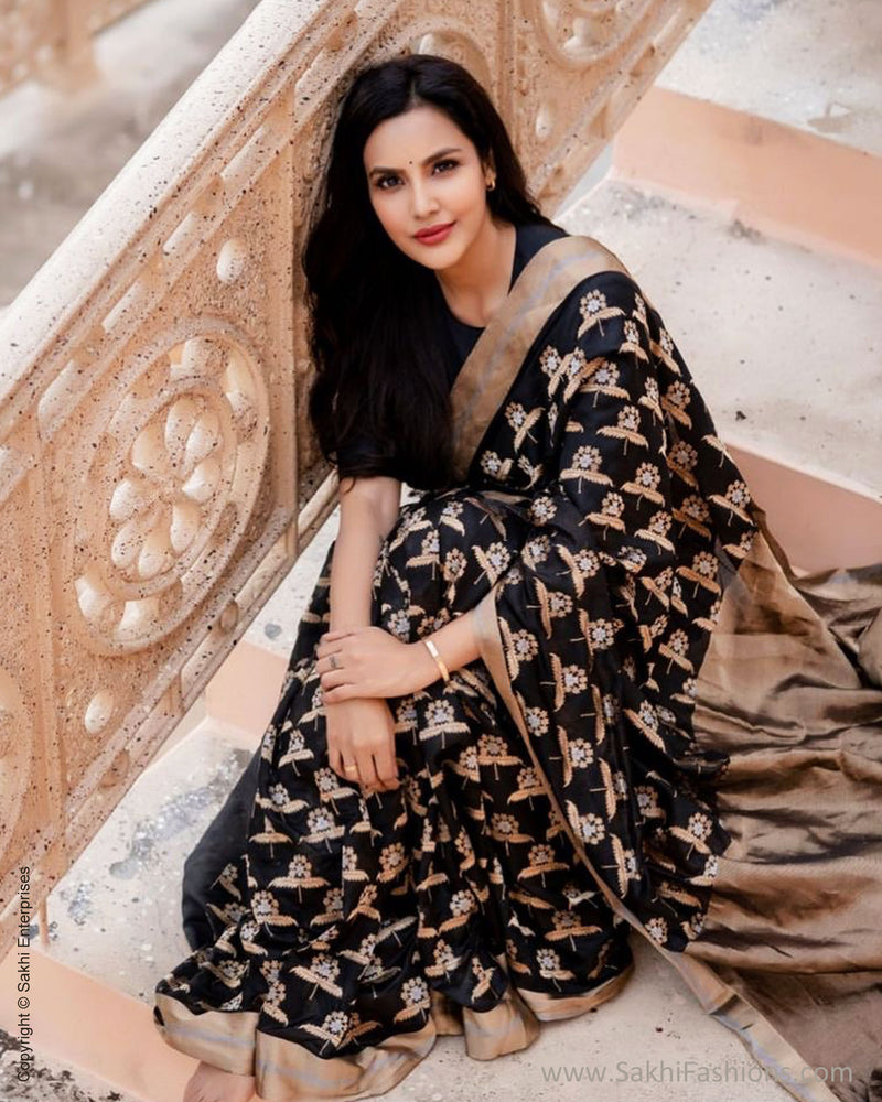 EE-S31248 Black Resham Chanderi