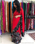 EE-S14998 Red Ruffle sari