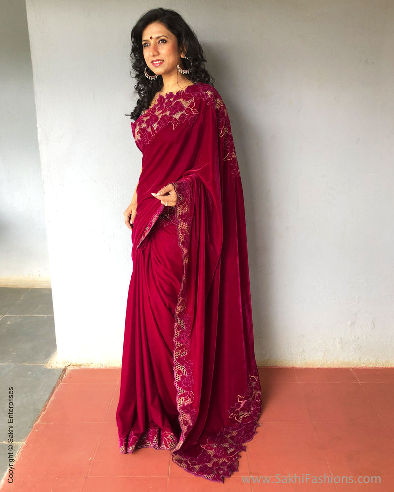 EE-S31236 Plum Cutwork Sari